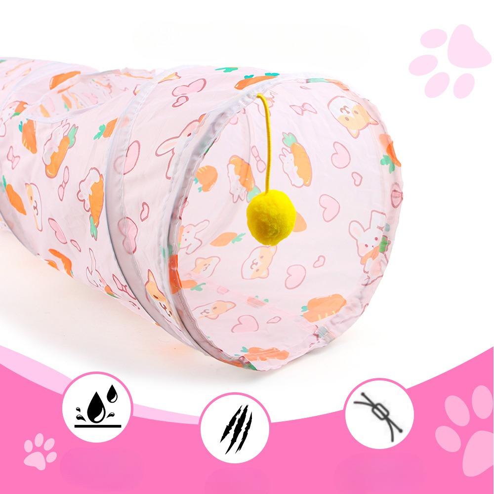 Foldable Pet Tunnel for Cat Dog Interactive Play Tent with Carrot Design Durable Cat Tunnel for Indoor/Outdoor Use Pet Playhouse