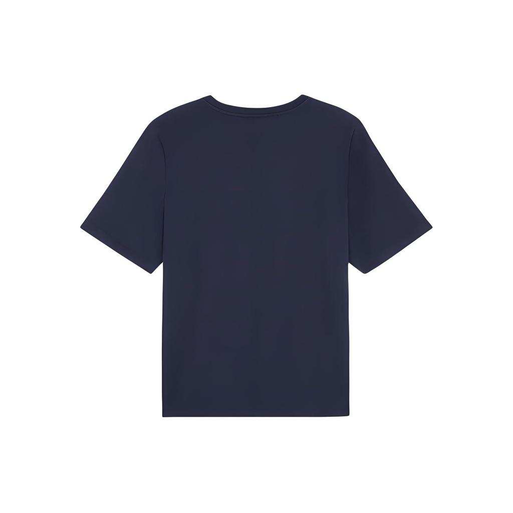 Maison Kitsune Printed Pattern Round Neck Pullover Straight Short Sleeve T-Shirt Women t-shirts Dark-Blue MW00112KJ0008-P476