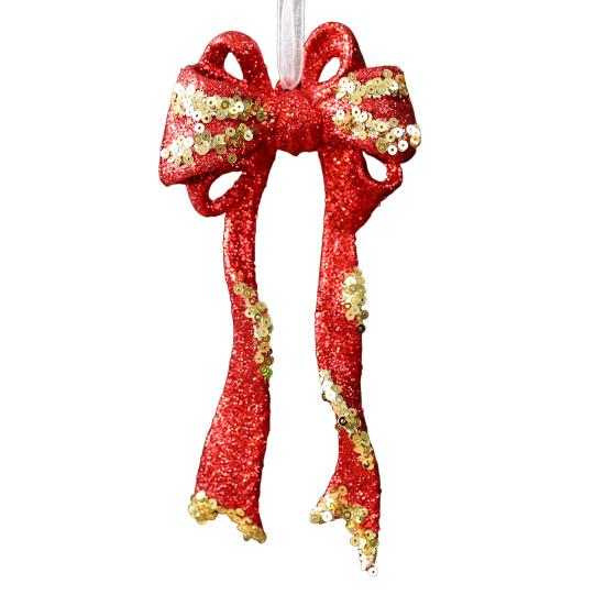 Glitter Sequined Christmas Ornament Red Snowflake/Butterfly/Star/Reindeer/Ballerina Hanging Decoration for Xmas Tree Doors Walls Holiday Home Decor