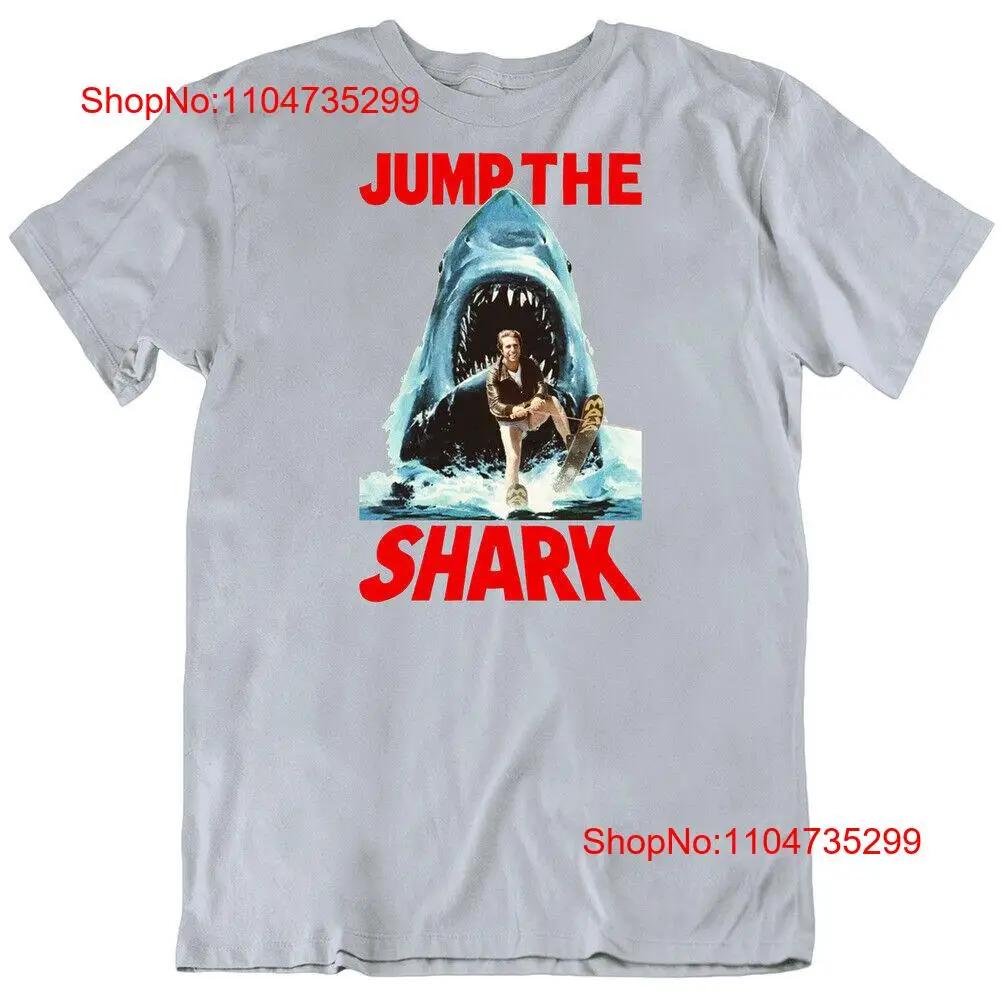 Fonzi Jump The Shark Parody T Shirt vintage Washed designer clothes fashion Slightly Men Soft Top For Everyday Wear