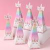 Butterfly Triangle Candy Box Strawberry Unicorn Engineering Vehicle Farm Animal Birthday Party Decor Birthday Gift Packaging Box