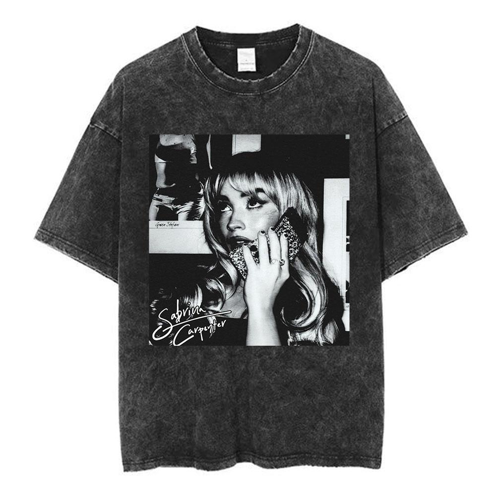 Sabrina Carpenter Short N Sweet Tour Washed Graphic Tshirt Men Women Summer Cotton Casual Oversized Short Sleeve T Shirts Tops