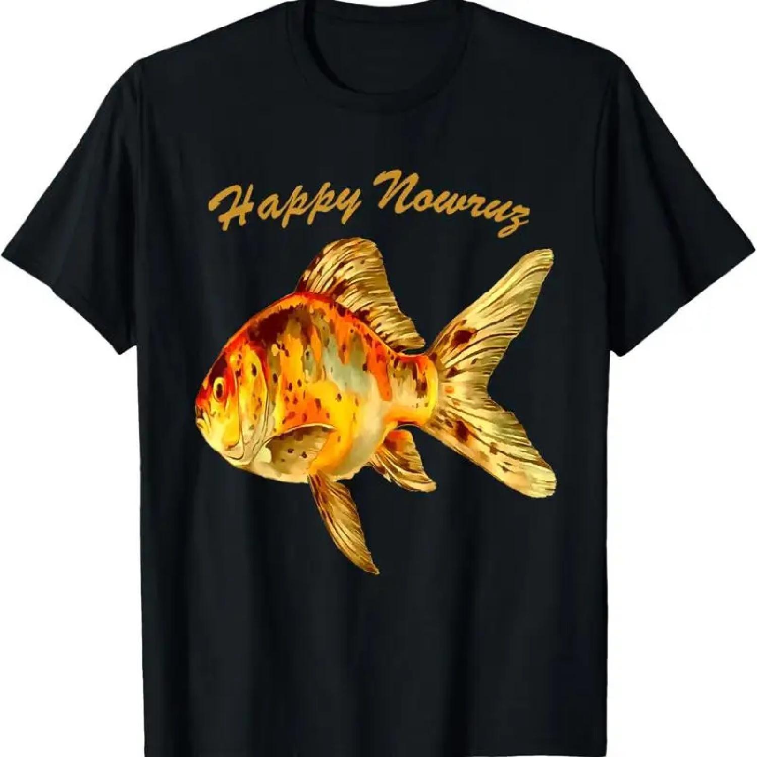 Elegant Happy Nowruz Goldfish Persian New Year T Shirt XXXXXL разноцветный