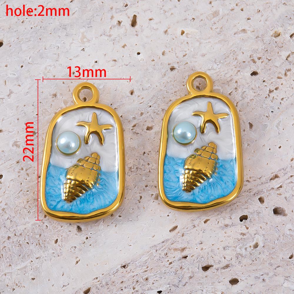 2pcs Stainless Steel Retro Ocean Turtle Octopus Crab Shell Star Pendant Necklace Earring Flower Charm Jewelry Making Craft Gift