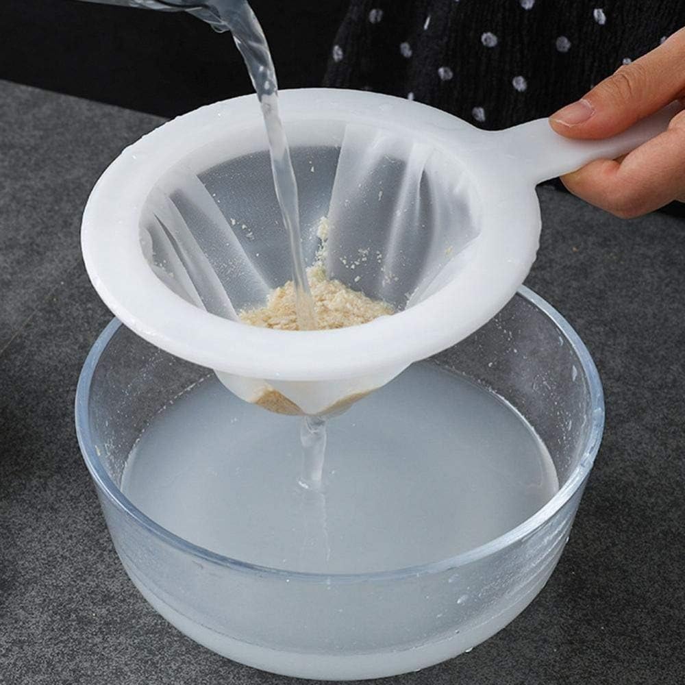 2 Pieces Ultra Fine Mesh Strainer Nylon Food Juice Strainer Yogurt Mesh Sieve Plastic Mesh Colander with Handle Mini Brine Shrim