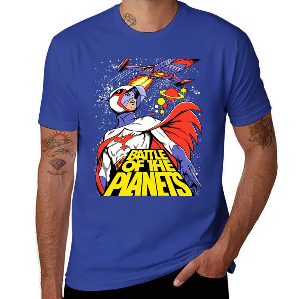 Battle of The Planets Anime Print Unisex T Shirt Retro Sci Fi Space Graphic Crew Neck Short Sleeve Streetwear Tee for Men Women Daily Summer Wear