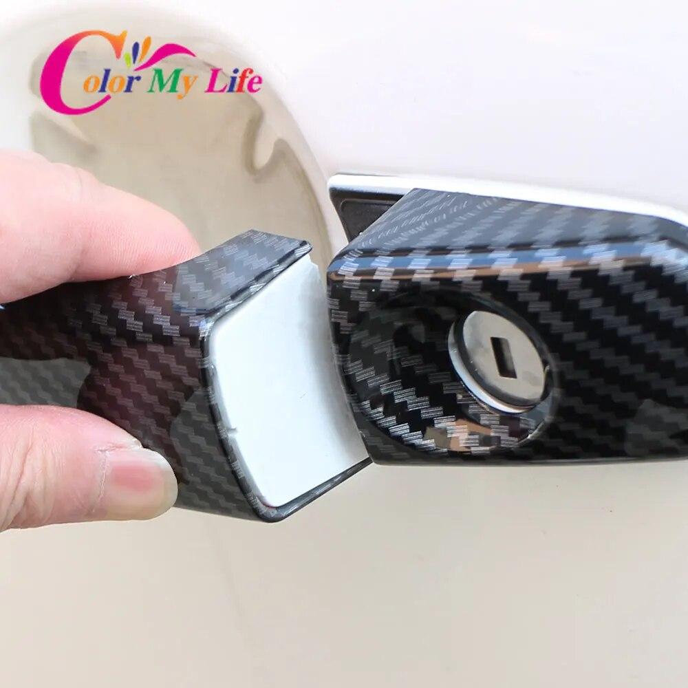 Carbon Fiber Door Handle Cover for Ford Focus 2 MK2 2005 - 2011 Focus 3 MK3 2012 - 2018 Car Door Handles Sequins Sticker