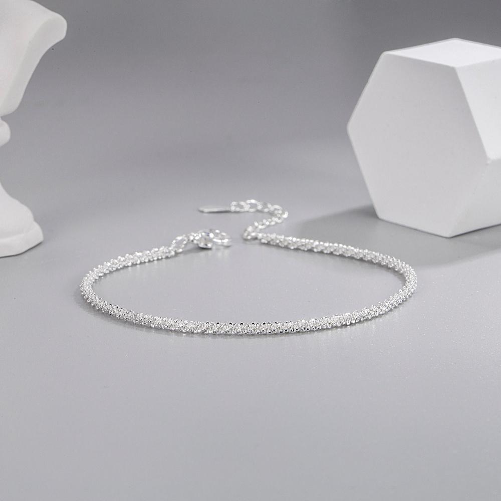 925 Sterling Silver Simple Fashion Sparkling Bracelet Gypsy Floral Bracelet Birthday Party Anniversary Gift белый