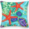 Square Cushion Cover Pillow Office Sofa  Turtle Coral Shell Double-sided Animal Ocean World