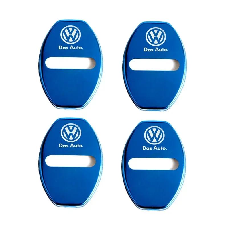 Dla VOLKSWAGEN VW 4 szt. Aluminiowe Nakładki na Zamki Drzwi Samochodowe Naklejki Ochronne dla Volkswagen Passat Touareg Tiguan Golf Bora Jetta
