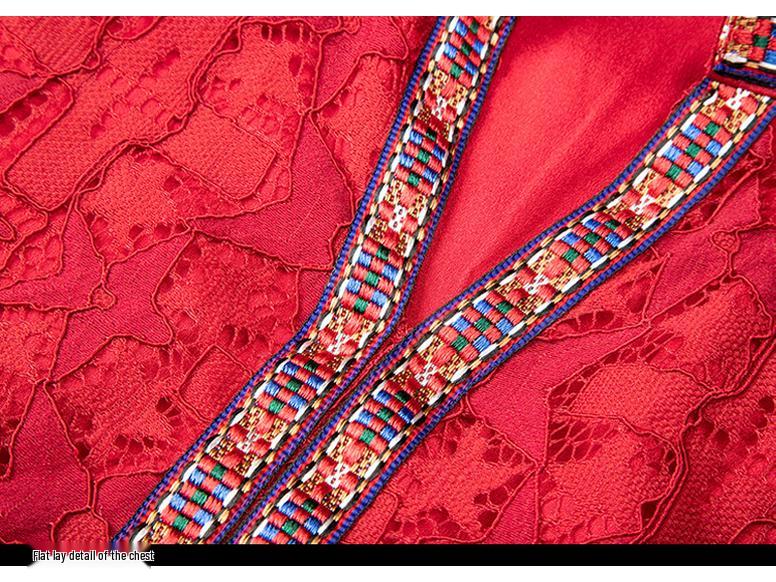 Vestido Cheongsam Étnico de Talla Grande con Cuello en V y Cintura Elástica - Estilo Retro Bohemio para Primavera y Otoño