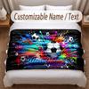 Soccer Theme Soft Blanket Personalized Custom Name Text Print Warm Blanket Home Sofa Bedroom Decor