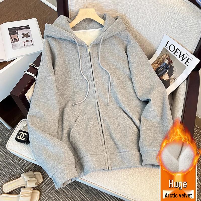 

Women s Purple Hooded Cardigan: Fleece-Lined, Thick, Small Size, Warm Coat for Autumn/Winter 2025 M Zip Fleece