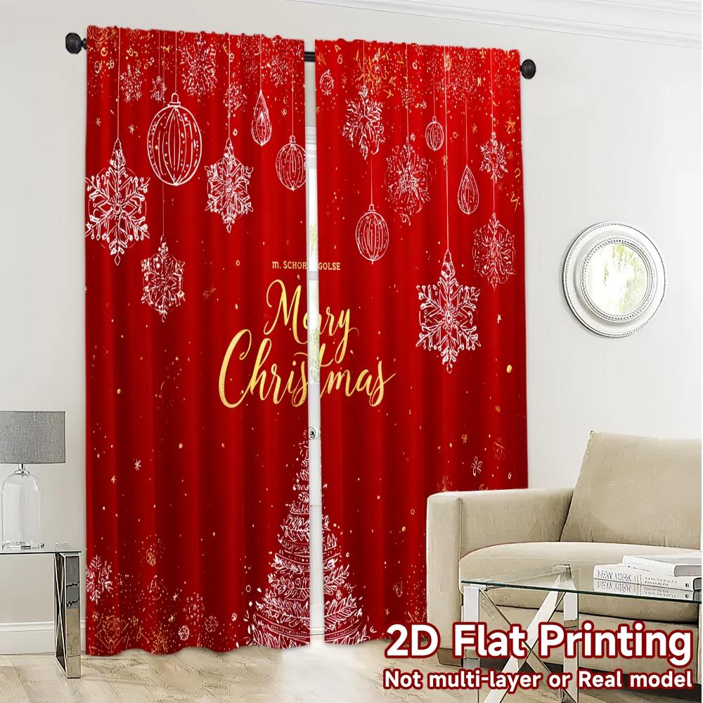 2D Flat Printing  JIT 2pcs   Curtains (Without Rod) Festive Wonderland(1) Popular Window Curtain Fabric Curtains Versatile All