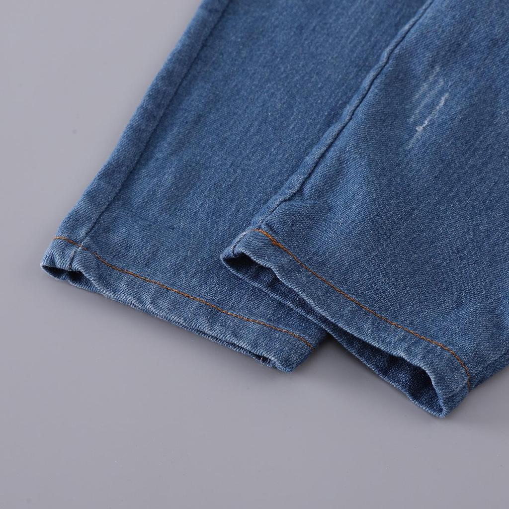 Boys' Dinosaur Print Two-Piece Set: Lapel Long Sleeve Top & Elastic Denim Pants