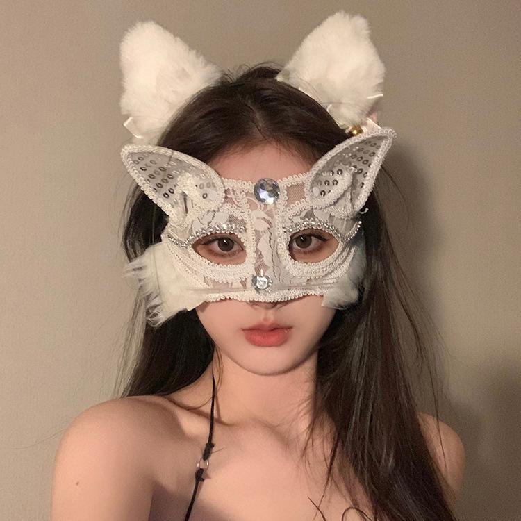Sexy Cat Ears Christmas Masquerade Mask for Women - Erotic Half Face Design
