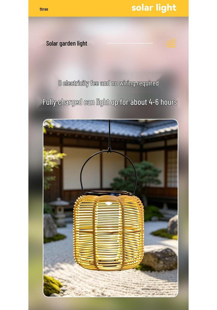 Outdoor Waterproof Solar Bamboo-Style Lantern: Chinese-Inspired Patio and Garden Decoration