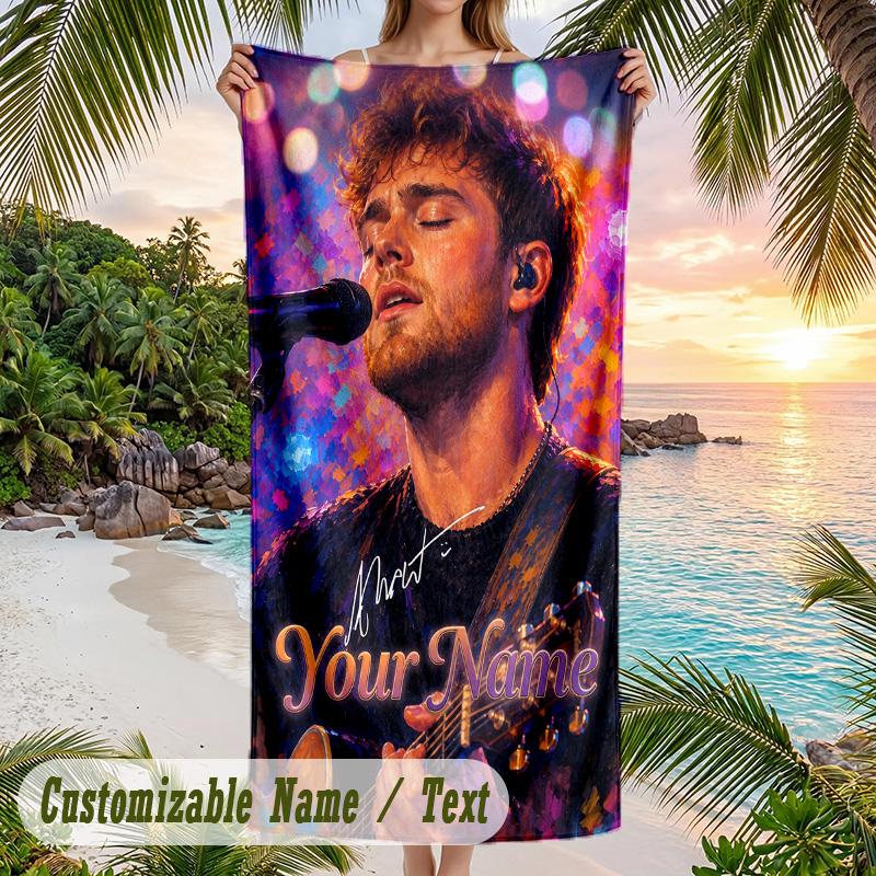 Alex Warren Beach Towel, Personalized Custom Name Text, Quick Dry Large Absorbent Towel For Beach Pool