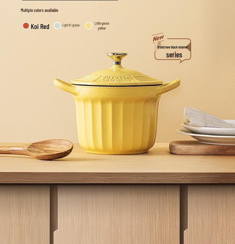 Buydeem 16cm Round Enamel Cast Iron Stew Pot