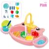 Educational Simulation Kitchen Sink Set Platic Montessori Game Toy Electric Dishwasher  Kids Toy