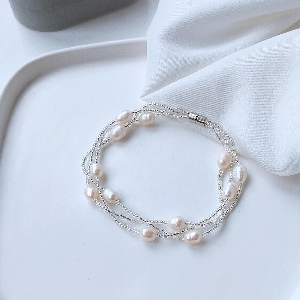 Hand Woven Natural Freshwater Pearl Lady Bracelet Original  For Women Promotion Birthday Gift Girlfriend