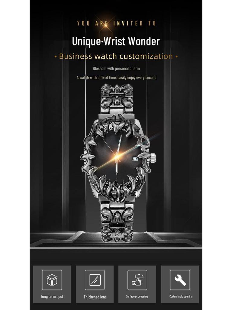 Millennium Y2K Alien Claw Alabaster High-End Waterproof Quartz Watch