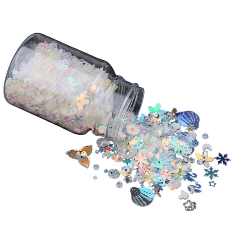 

Luminous Flower Sequins Embellishments for Epoxy Resin Molds DIY Jewelry Making Sequins Flakes Nail Glitter Resin Filler білий
