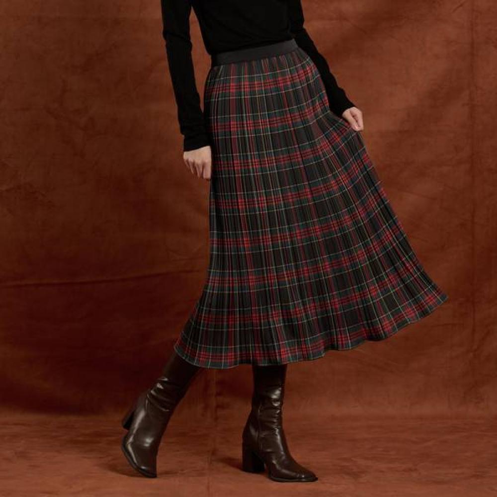 BCBG Шотландская плиссированная юбка в клетку B5w9s202 red (24)/55