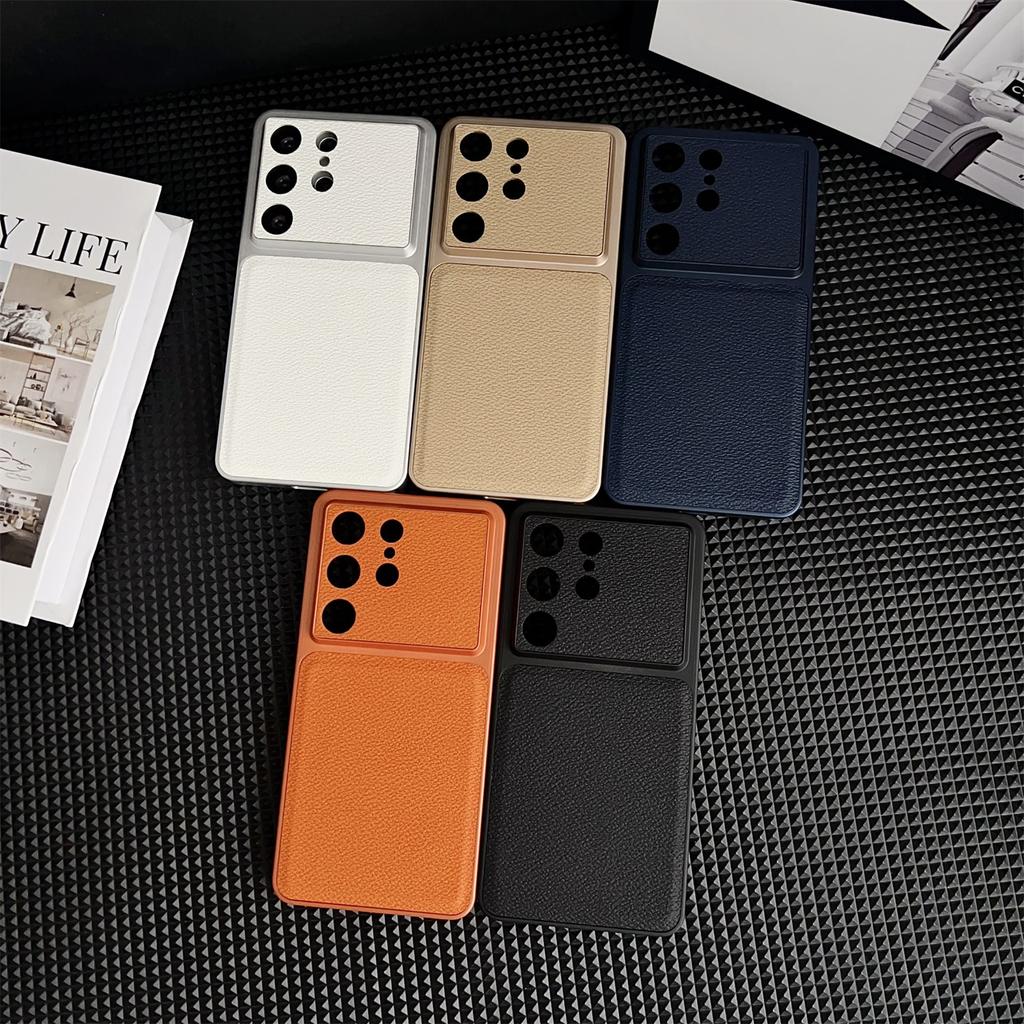For Samsung Galaxy S26 Ultra Case Precise Cutouts Textured PU Leather Coated PC + TPU Phone Cover