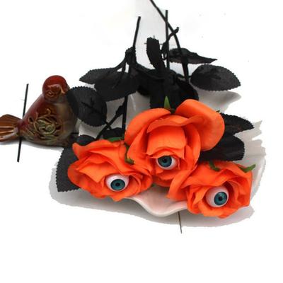 Handmade Halloween Eyeball Rose Simulation Artificial Black Rose  Costume Accessories