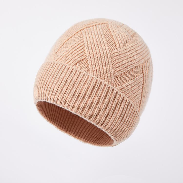 Autumn and winter new pure wool knitted hat warm hat men's fleece thickened adult hat men's cold hat