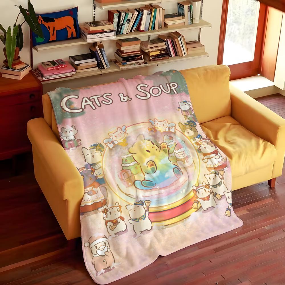 Game C-Cats S-Soup Throw Flannel Cozy Print Blanket, Portable, Durable Machine Washable Cute Cool