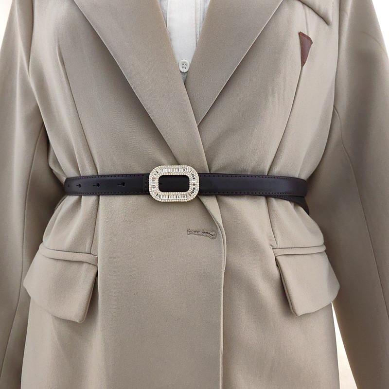 Womens Style Minimalist Derma Waist Belt Metal Buckle Dress Suit Belt Shapewear