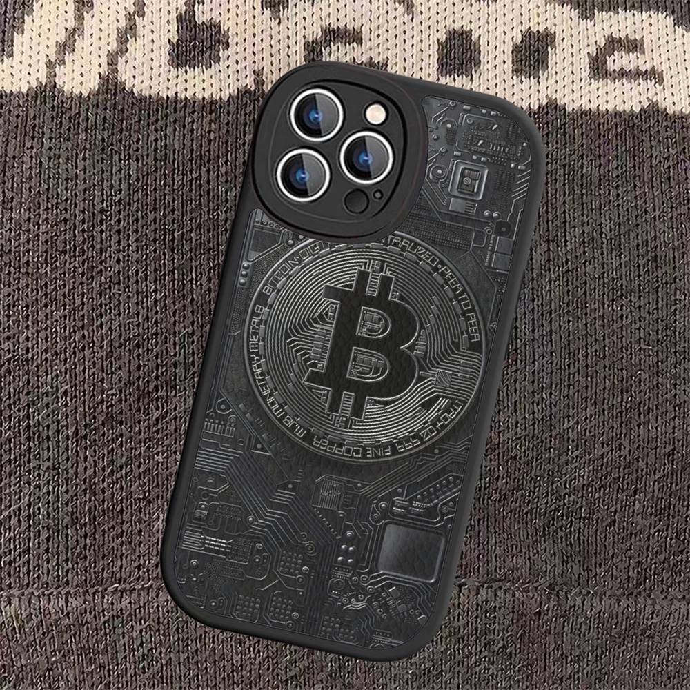 

B-Bitcoin Leather Phone Case For IPhone 16 15 14 17 Pro Max 11 12 Mini Plus Soft Shell iphone 13promax