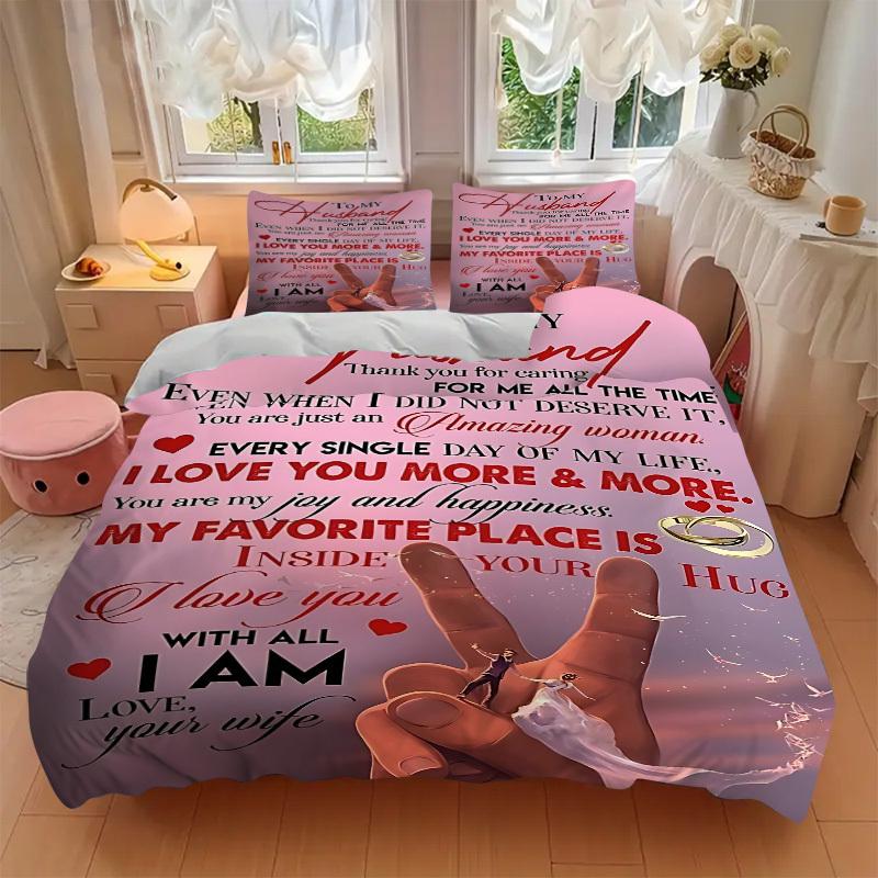 3pcs Wedding Anniversary Gift Duvet Cover Set - Machine Washable, Includes 1 Cover and 2 Pillowcases, No Core Included yy251013135