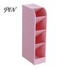 Multi Compartment Organizer Slanted Pen Holder with 5 Compartments, Plastic Stationery Storage Organizer, Box Macaron Colors Space Saving Pencil