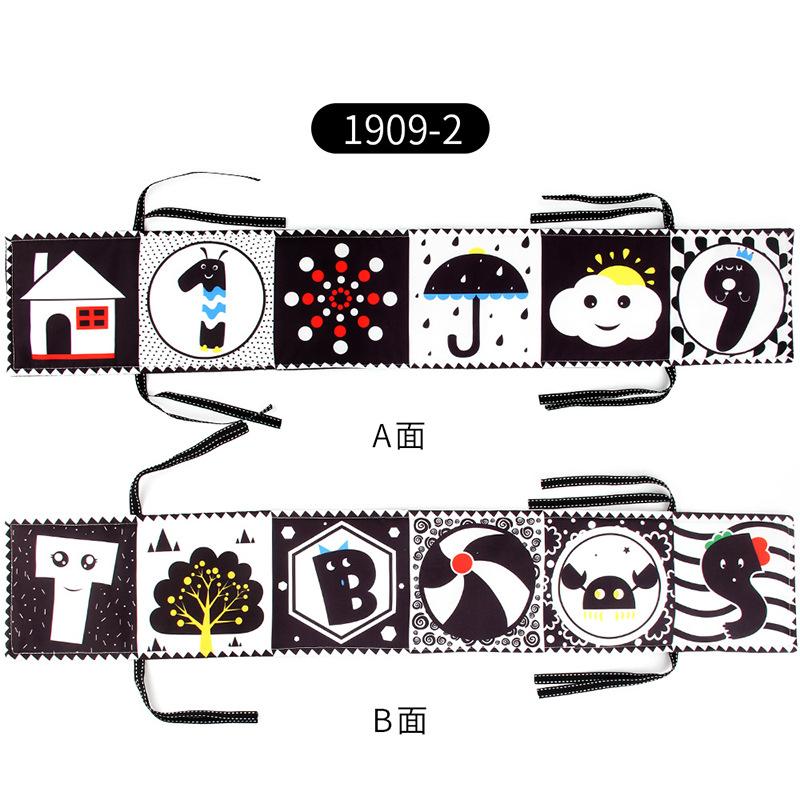 Early Education Educational Cloth Book Toys Children'S Bed Circumference Pendant Cognitive Shape Animal Double Sided Black And White Baby Cloth Book