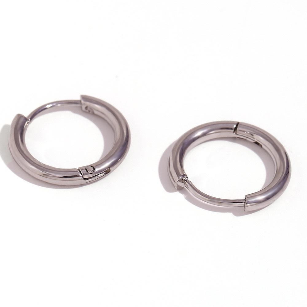 Unisex European Stainless Steel Hoop Earrings with Titanium Ear Studs