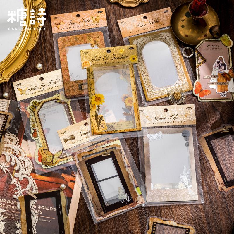 10 Sheets Large Size Hollow Border Stickers Vintage Scrapbooking Journal DIY Decorative Stickers Craft Supplies