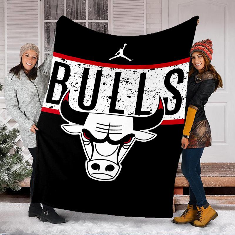 1pc Chicago Bulls Theme Blanket - Digital Print, Polyester, Cozy for All Seasons, Perfect for Outdoor, and Travel