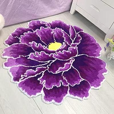 Tappeto da Pavimento Floreale Morbido Tappeto da Bagno in Peluche Peonia con Supporto Antiscivolo Lavabile a Forma di Fiore per Soggiorno Bagno Asilo Nido Camera da Letto Cucina