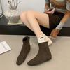 Skinny Autumn Small Beautiful Woman Inner Height Increase French Rad Short Boots Women's Short Boots Black No New Naked Boots Fashion
