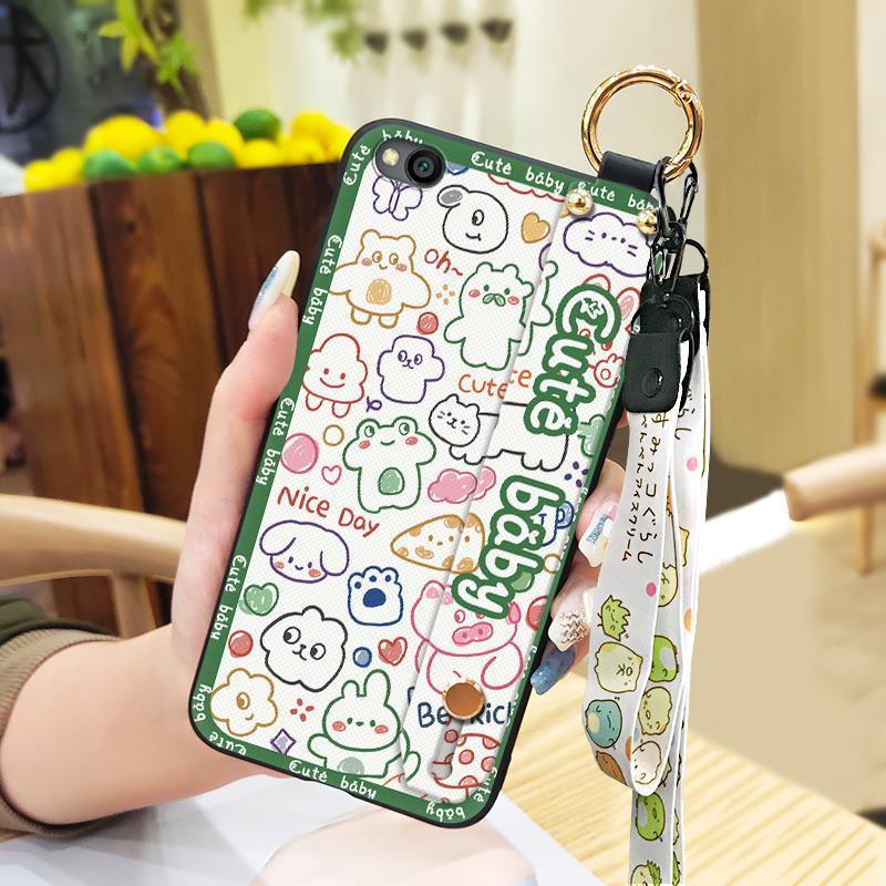 Anti-knock Back Cover Phone Case For Xiaomi Redmi GO Wrist Strap Durable Wristband Silicone Cute Waterproof Protective