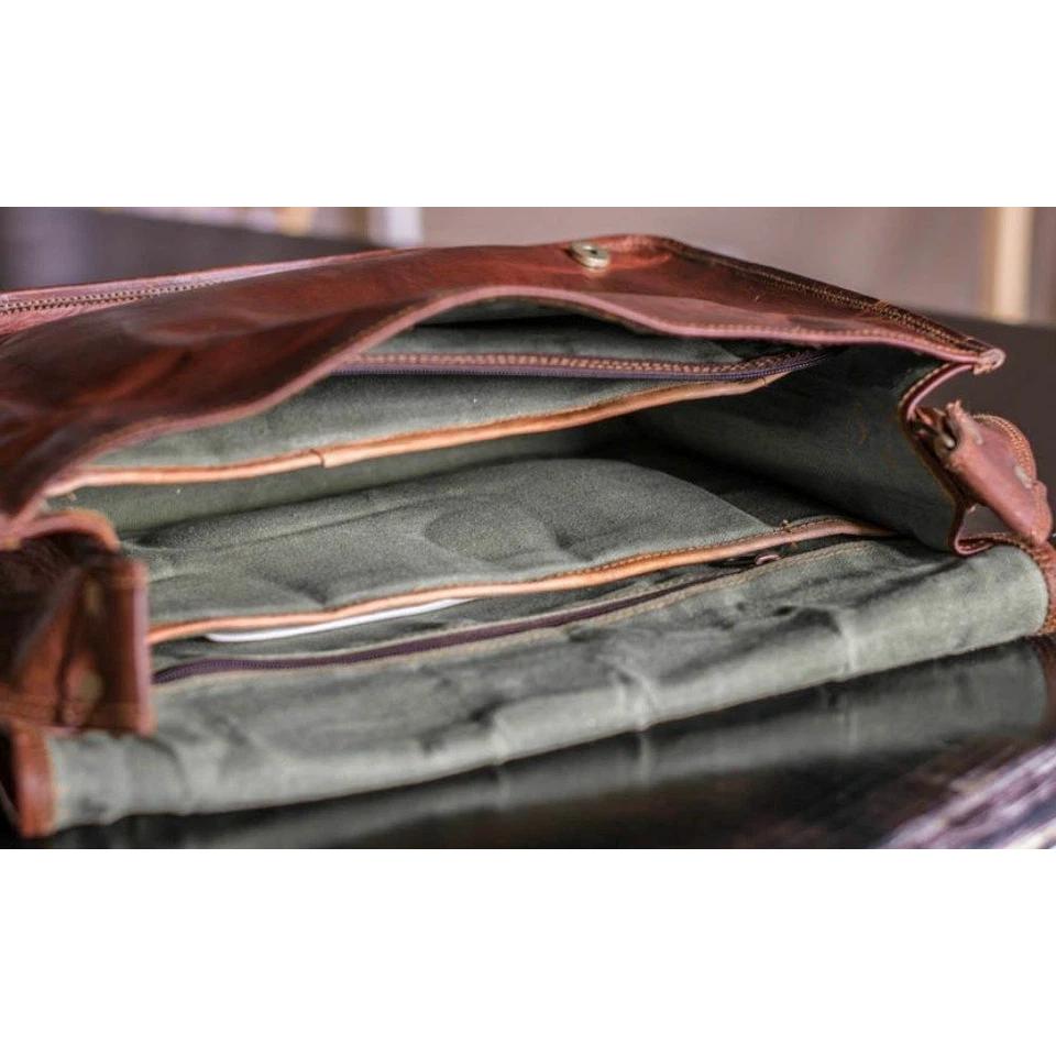 Herr Handgjord Äkta Vintage Läder Ny Messenger Väska Axel Datorväska