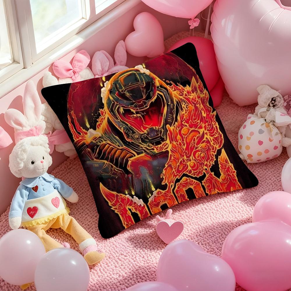 D-Doom E-Eternal Cool Game Cushion Cover Pattern Printed Pillowcase for Living Room Sofa Cushion Cover & Bedroom Decor