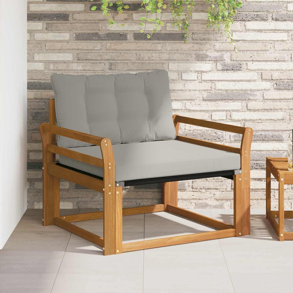 Outdoor Sofa Set Solid Acacia Wood and Textilene Natural