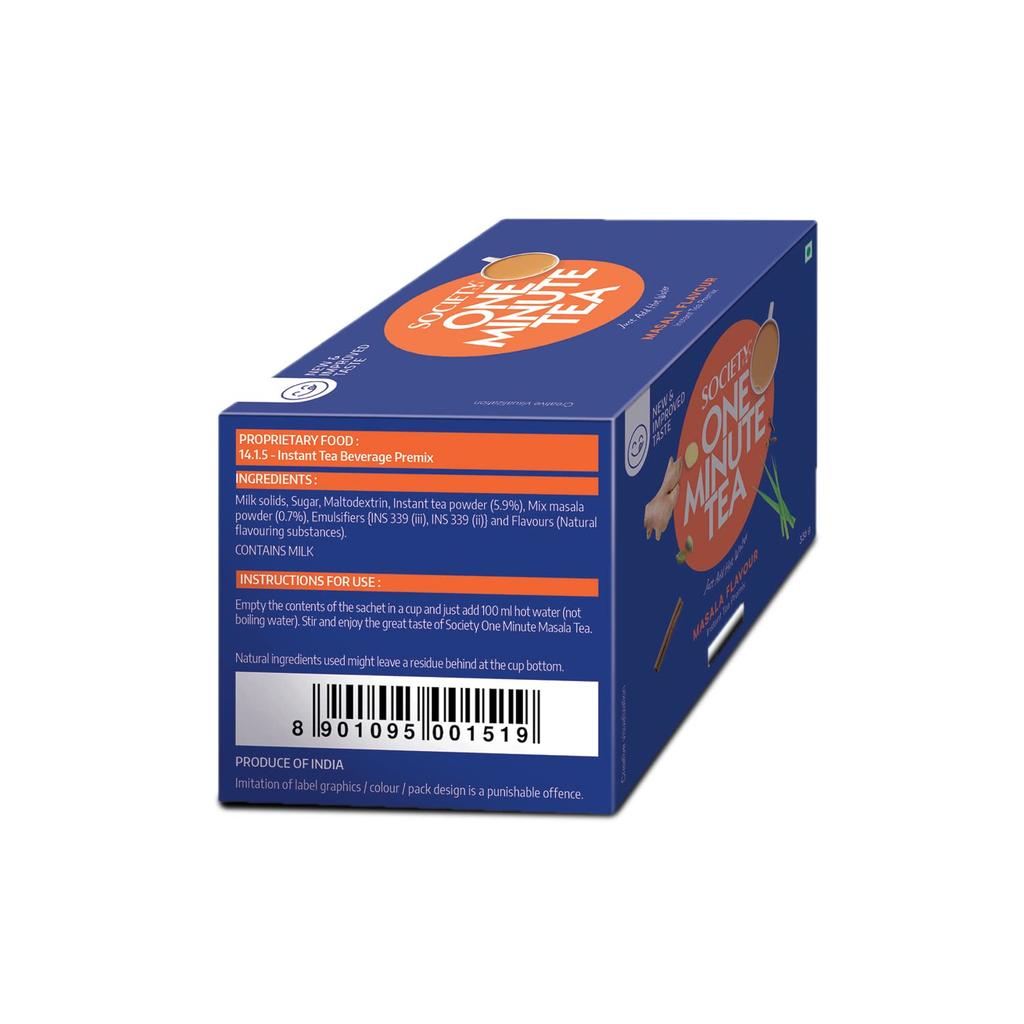 Society One Minute Tea (24 sachets) x Pack Of 2 Travel Masala Chai 336g Strong Blend With Indian Spices