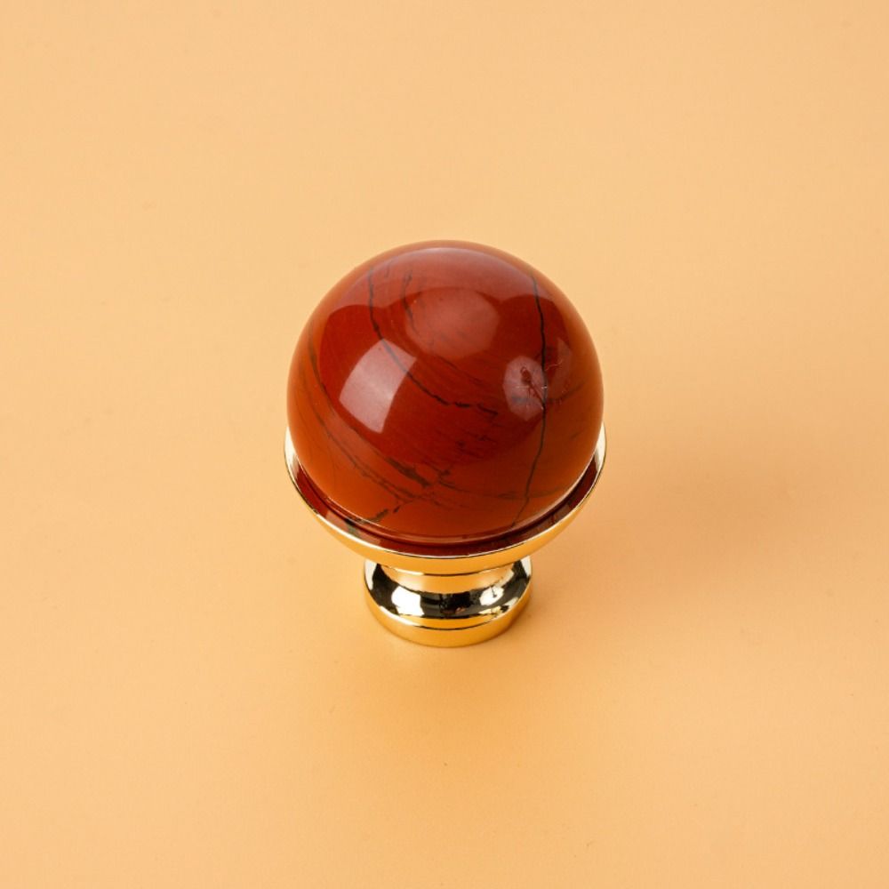 Multiple Colors Drawer Pull Handles Single Hole Electroplate Cabinet Knobs Decoration Brass and Marble Light Luxury