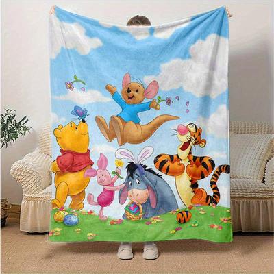 1pc,Winnie the Pooh and Friends Easter Egg Hunt Blanket Soft Throw for Home Decor, Couch Cover, Outdoor Use, Travel