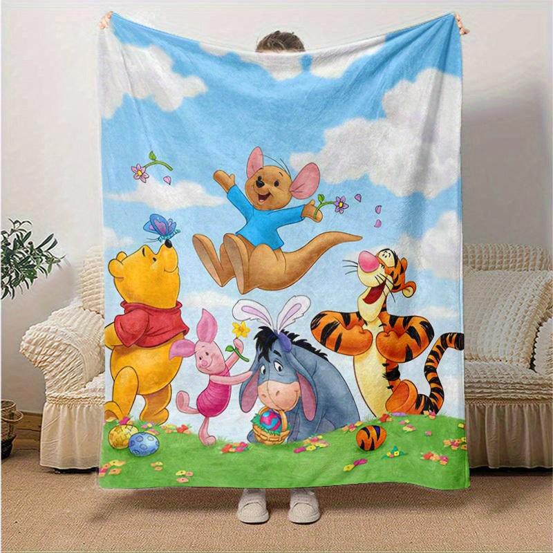 1pc,Winnie the Pooh and Friends Easter Egg Hunt Blanket Soft Throw for Home Decor, Couch Cover, Outdoor Use, Travel